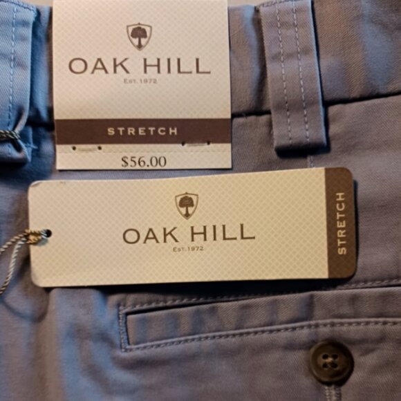 Oak Hill Mens Shorts Size 46 Flat Front Stretch Twill Chino Blue Cotton Blend - Picture 5 of 10